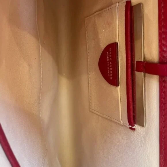 Marc Jacobs Red White Striped Leather Clutch - Picture 3 of 3
